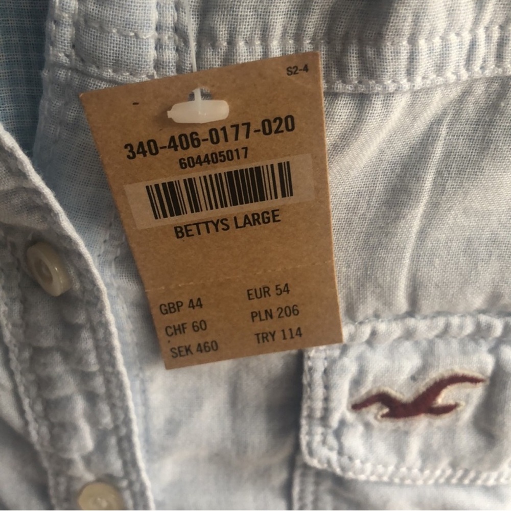 NWT Vintage Hollister long sleeve button up shirt. Light blue. Super Soft. Large - Picture 6 of 14